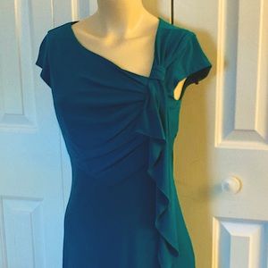 Beautiful teal Suzi Chin by maggy boutique Assymetrical Collared Dress